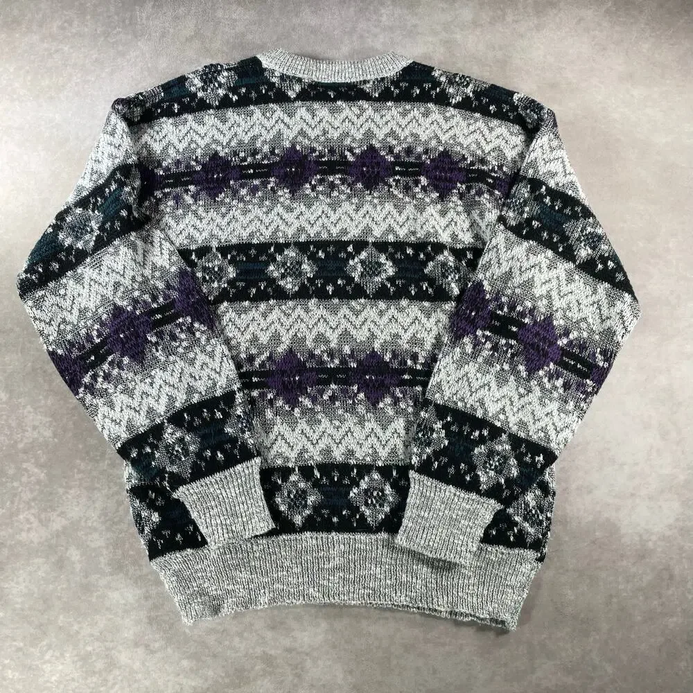 Vintage Stefano Multicolor Pattern Knit Sweater Men’s Large